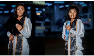 Young African Lady Excels: Graduates with Mass Communication Degree and Leadership Award