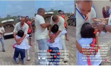 Lady Celebrates Husband Who Sponsored Her Education from 100 Level to Graduation