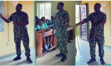 Jovial Soldier Brings Joy to Students with Unique Garri Lesson, Video Goes Viral