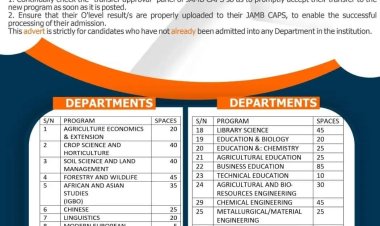 UNIZIK Releases Advertisement for 2023/2024 Second Supplementary Admission