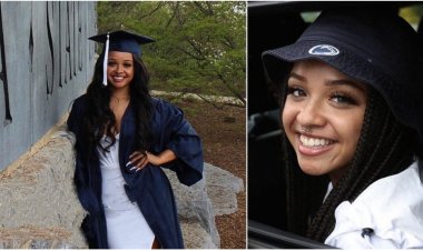 Young Lady Graduates as Aerospace Engineer, Sole Black Graduate in Set