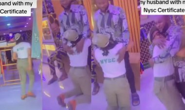 Heartwarming Gesture: Ex-Corper Pays Surprise Visit To Her Husband’s Shop, Kneel To Thank Him For Training Her