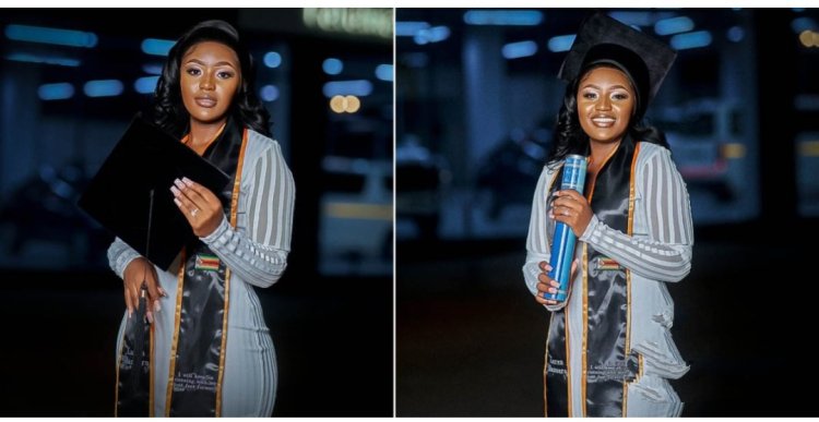 Young African Lady Excels: Graduates with Mass Communication Degree and Leadership Award
