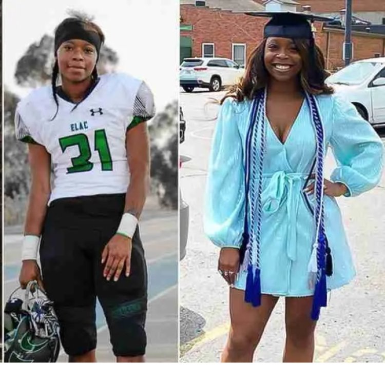 24-year-old Lady who became the first-ever woman to win US football scholarship graduates with 4 degrees