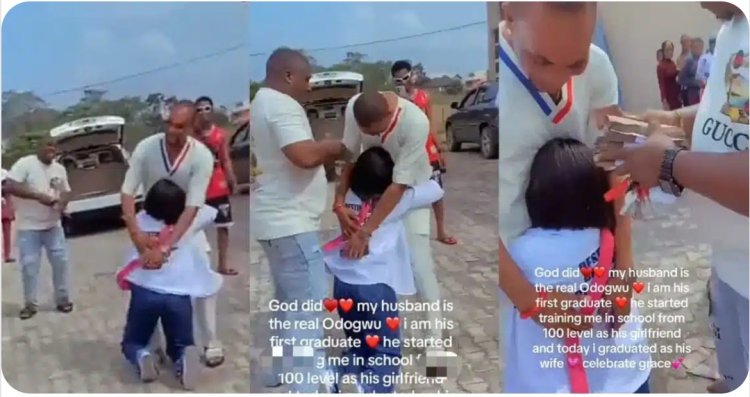 Lady Celebrates Husband Who Sponsored Her Education from 100 Level to Graduation