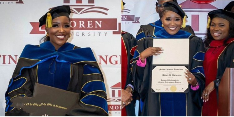 Nollywood Actress Biola Adebayo Receives Honorary Doctorate Degree in Business from Moren Christian University, USA