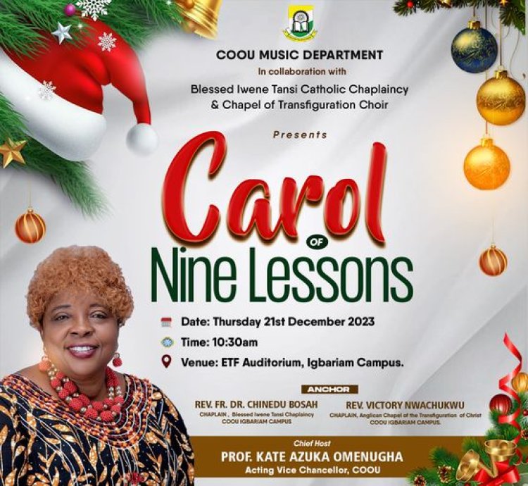 COOU Sheds Spectacular Plans for Annual Carol of Nine Lessons