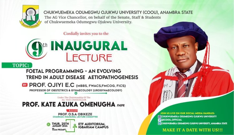 COOU Prepares for 9th Inaugural Lecture