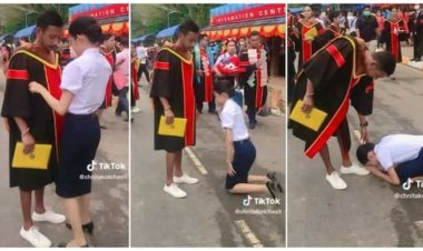 Emotional Video Goes Viral: Woman Bows to Brother Who Sacrificed Education for Her Graduation