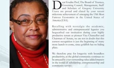 Gregory University Sends Congratulatory Message to VC on Prestigious Economist Ranking