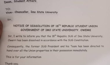 Imo State University Dissolves 18th Republic Student Union Government