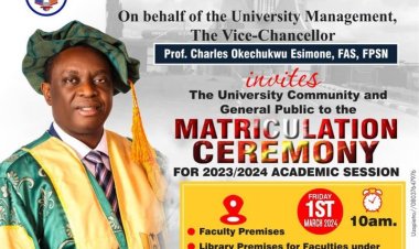 UNIZIK Prepares for Grand Matriculation Ceremony on March 1st