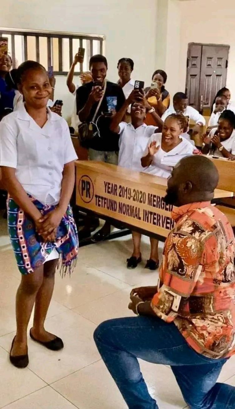 ABSU Lecturer Surprises Fiancée with Classroom Proposal on Valentine's Day