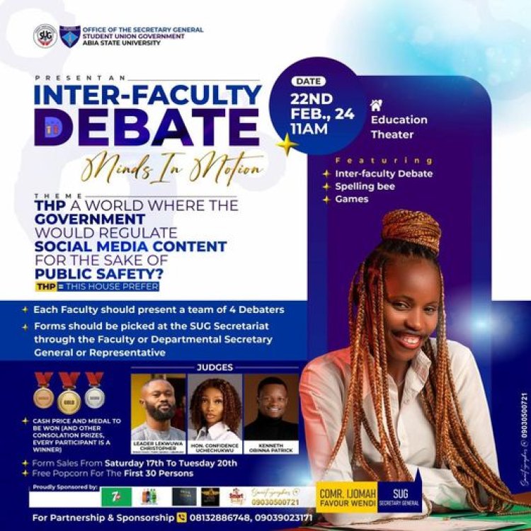 ABSU SUG Hosts Inter-Faculty Debate on Social Media Regulation for Public Safety