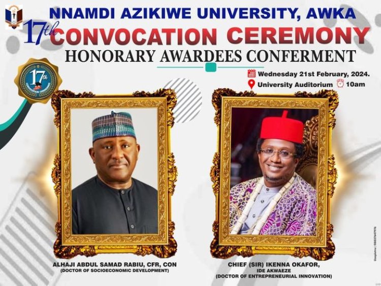 UNIZIK Changes Venue for Honorary Award Ceremony