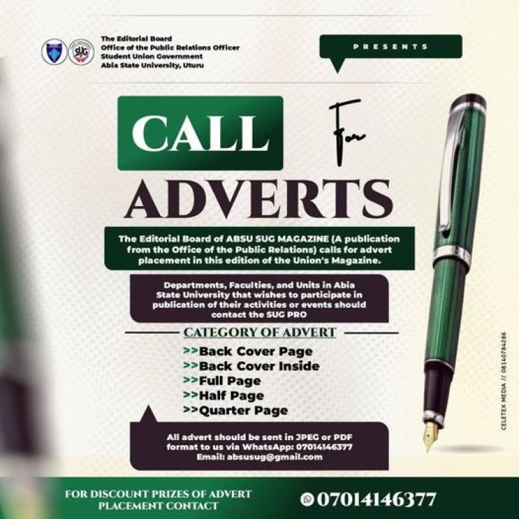 ABSU SUG Magazine Calls for Submissions & Discounted Adverts