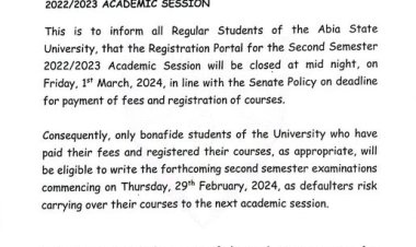 ABSU PRO Issues Reminder to Students for School Portal Closure