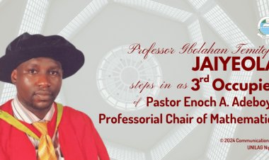 Professor Temitope Gbolahan Jaiyeola Assumes Enoch A. Adeboye Professorial Chair of Mathematics at UNILAG