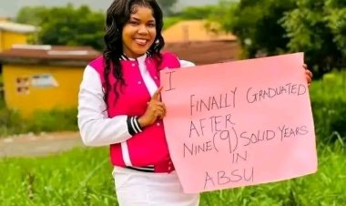 Nigerian Lady Celebrates Graduation After Nine Years at ABSU, Inspires Many with Determination