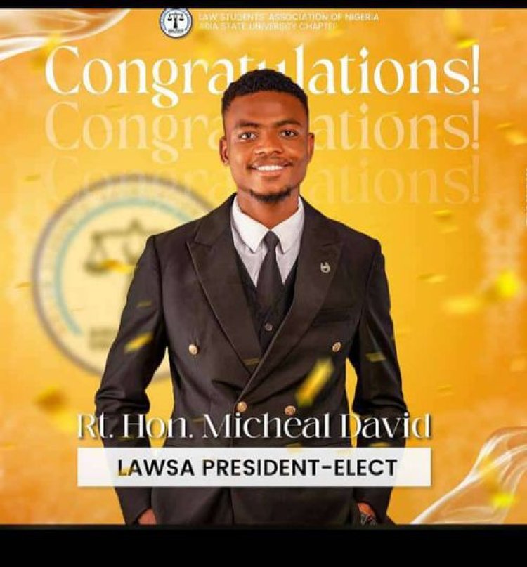 Rt Hon Micheal David Triumphs in ABSU LAWSA Presidential Election