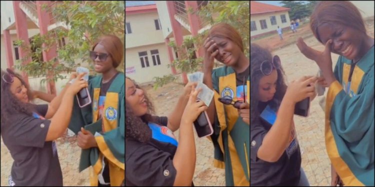 Touching Moment as Lady Breaks Down in Tears During Matriculation as Big Sister Surprises Her
