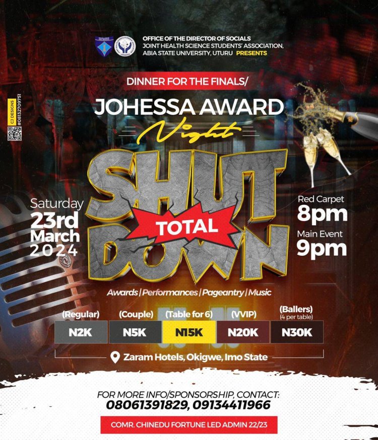 ABSU Student Union Government Announces Attendance Storm at JOHESSA Award Night