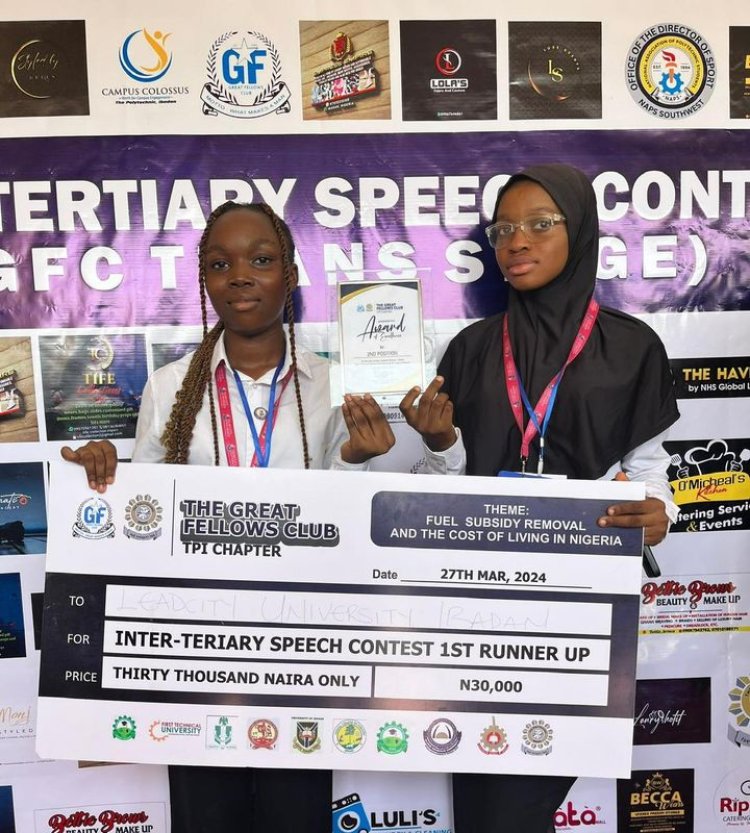 Lead City University Duo Triumphs in Inter-Tertiary Speech Contest, Secures Second Place