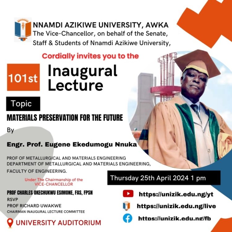 UNIZIK to Host 101st Inaugural Lecture on Materials Preservation