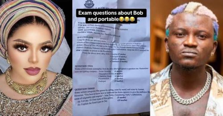 LASUSTECH Mass Communication Students Stunned by Unexpected Exam Question Featuring Bobrisky and Portable