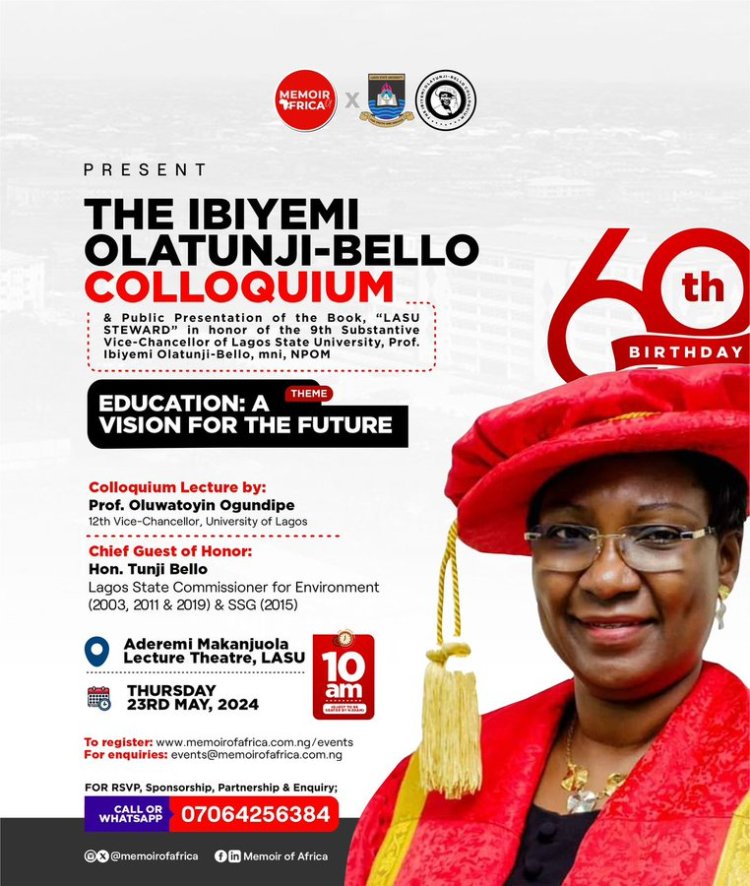 ECOWAS Youth Ambassador to Organize Colloquium & Book Presentation in Honor of LASU VC, Prof. Ibiyemi Olatunji-Bello