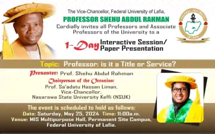 Federal University of Lafia Invites Professors and Associate Professors to Interactive Session