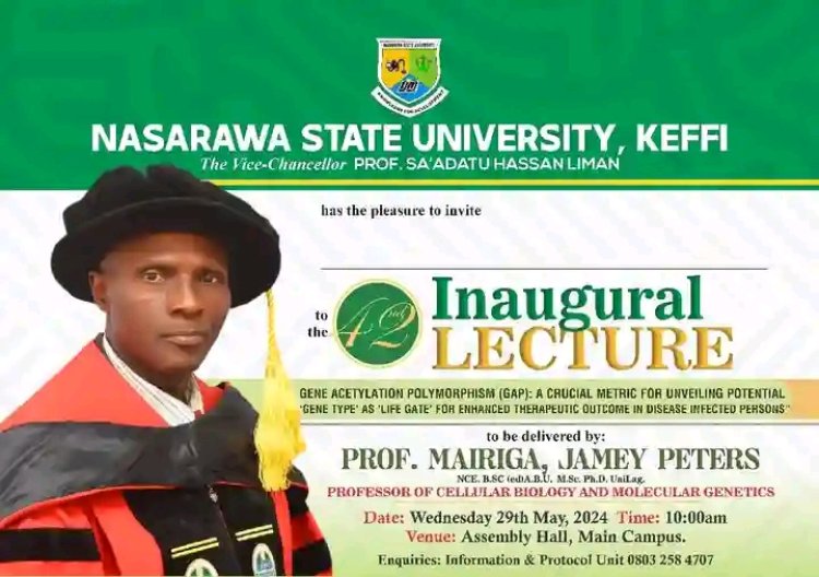 Nasarawa State University Announces 42nd Inaugural Lecture Series