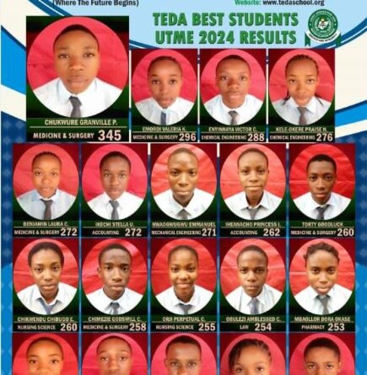 TEDA School Students Excel in 2024 JAMB with Top Scores