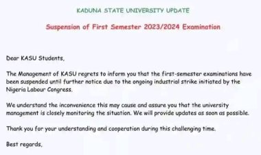 KSU Releases Official Circular on Suspension of First Semester 2023/2024  Examinations