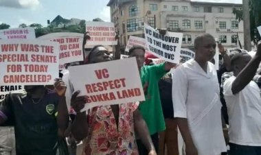 UNN: Nsukka Erupts in Protest Over Outgoing Vice Chancellor’s Handover