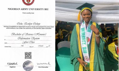 Benue State’s Evelyn Ochoje: Nigerian Army University BIU Graduate with 4.96 CGPA, Aims for Scholarship to Advance Studies