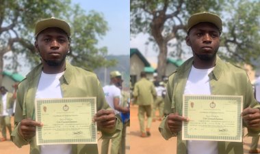 Youth Corper Sheds Tears of Joy at NYSC Certificate Ceremony, Becomes First Graduate in Family