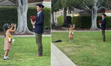 Little Girl Proudly Photographs Her Dad's Graduation with Honors from US University