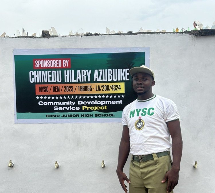 NYSC Corper Completes Borehole Water Project, Provides Clean Water to Idimu Community