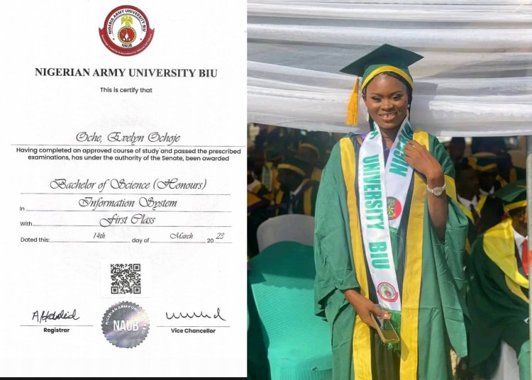 Benue State’s Evelyn Ochoje: Nigerian Army University BIU Graduate with 4.96 CGPA, Aims for Scholarship to Advance Studies