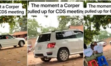 Viral Video: NYSC Corper Arrives in Luxurious Mercedes Benz to CDS in Kwara