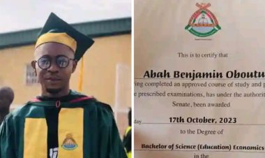 Federal University Gusau Honors Outstanding Graduate Benjamin Abah With 100,000 Naira Award