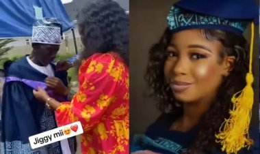 Viral Video: LASU Graduate Honors Father by Dressing Him in Her Graduation Gown
