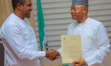 New FCE Pankshin Chairman, Hon. Funsho Olumoko, Presents Engagement Letter to Gov. Ododo