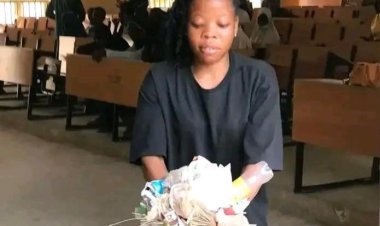 Federal Poly Bida SUG Aspirant Spotted Sweeping Lecture Halls as Elections Approach