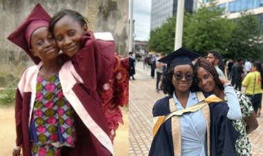 Nigerian Lady Recreates Primary School Graduation Photo with Her Mother As She Bags Master’s Degree
