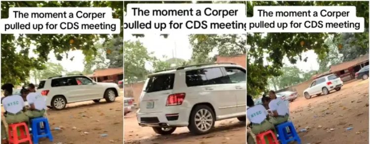 Viral Video: NYSC Corper Arrives in Luxurious Mercedes Benz to CDS in Kwara