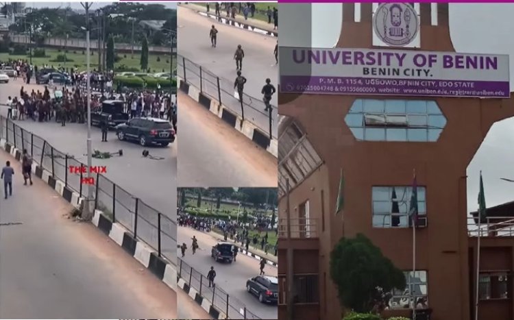 Protesting UNIBEN Students And Military Clash After  Intense Scene Showing Highway Blockage (VIDEO)