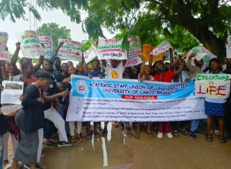 UNILAG Students Join ASUU Protest, Urge FG to Act on Union's Demands