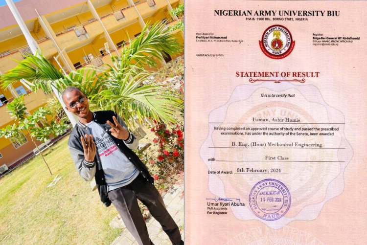 Hamis Ashir Usman Emerges Top Graduating Student at Nigerian Army University Biu (NAUB)